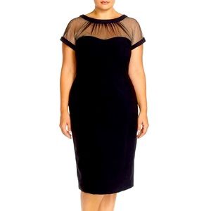 Maggy London Illusion Yoke Crepe Sheath Dress
